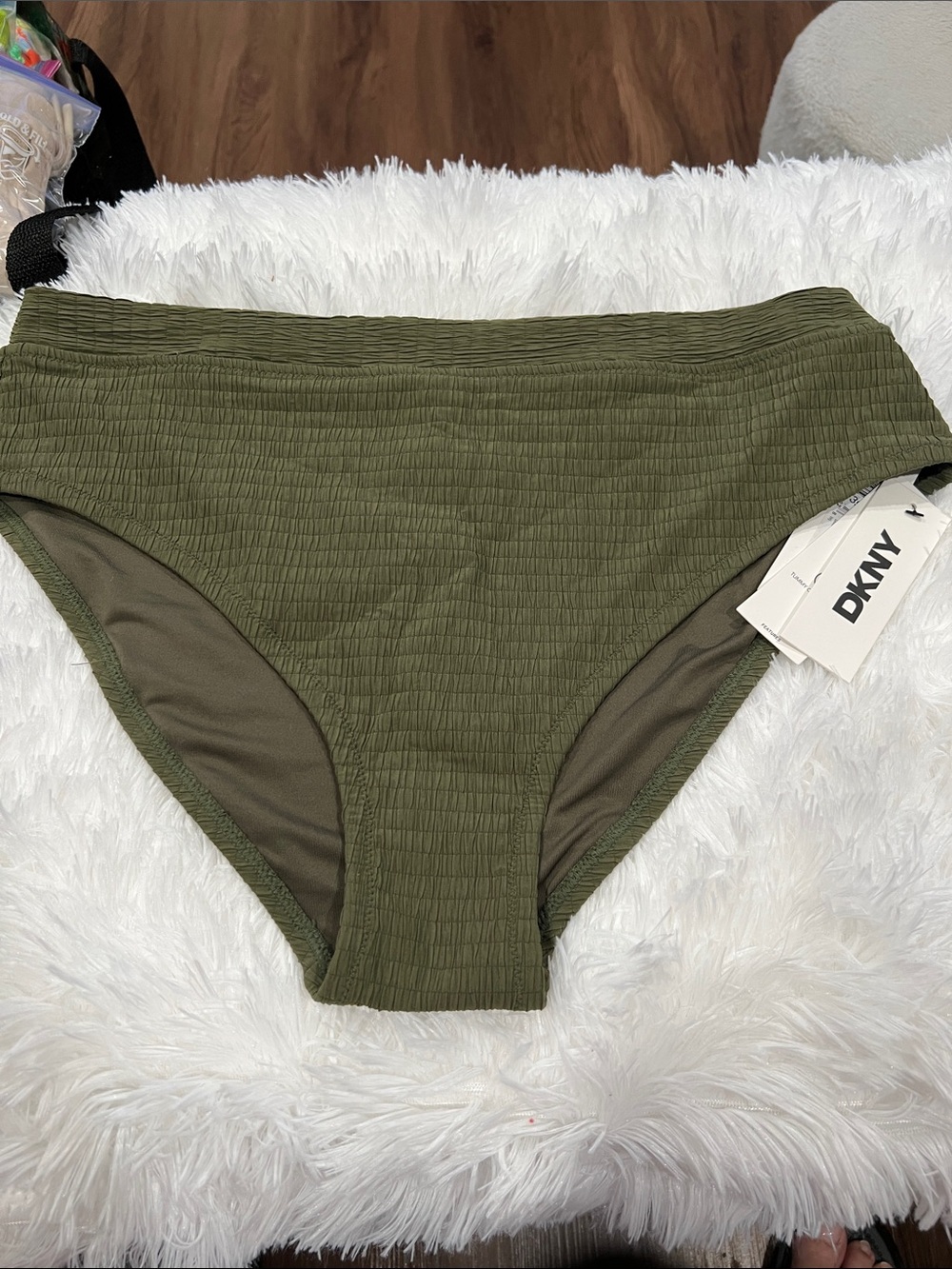 DKNY Olive Textured Bikini Bottoms
